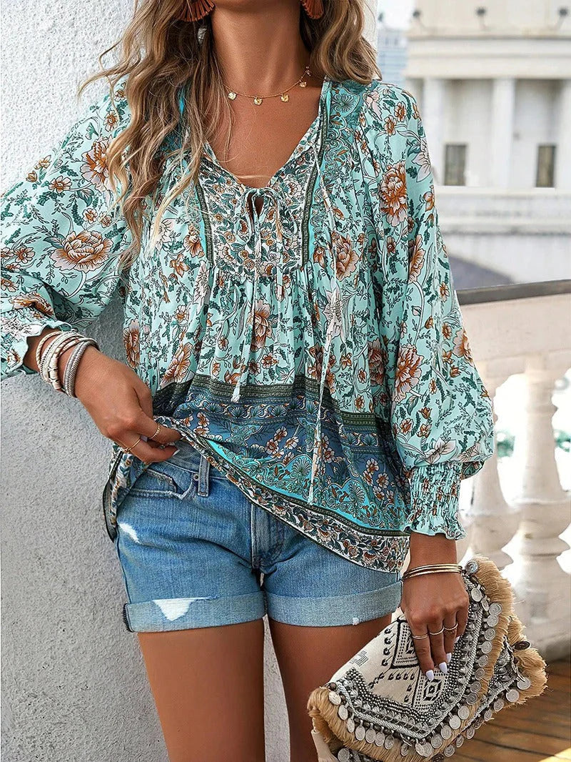 Boho Chic Bloemen Blouse voor Vrouwen