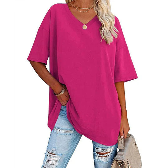 Oversized T-shirt met V-hals voor dames