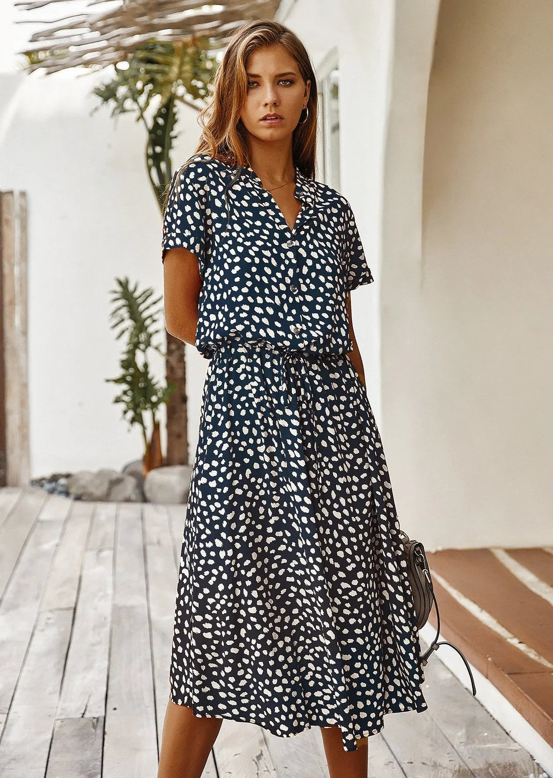 Casual Polka Dot Jurk voor Vrouwen