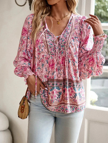 Boho Chic Bloemen Blouse voor Vrouwen