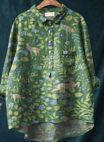 Elegante losvallende blouse met botanische print voor dames