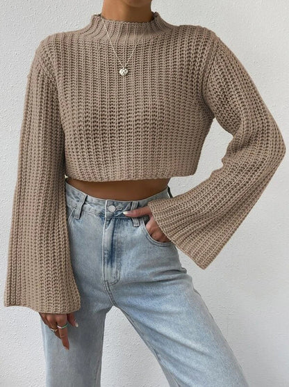 Warme Cropped Sweater met Klokmouwen voor Vrouwen