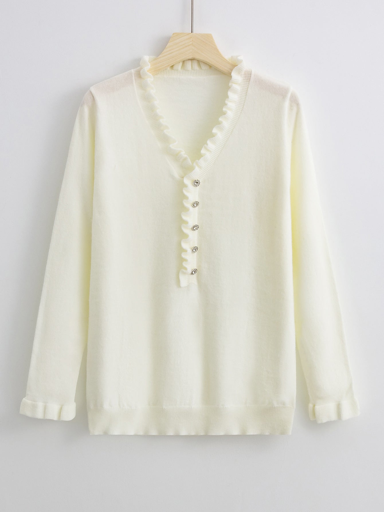 Elegante Ruffled V-Hals Blouse voor Vrouwen