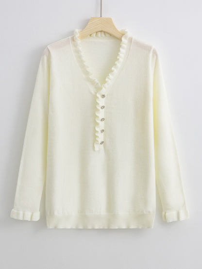 Elegante Ruffled V-Hals Blouse voor Vrouwen