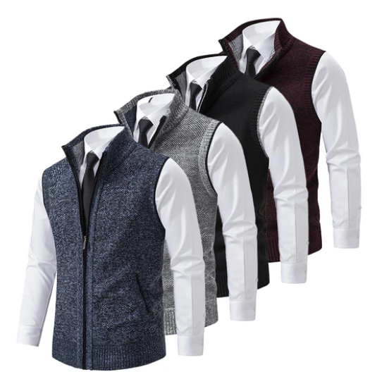 Formeel gebreid sweatvest met rits voor heren