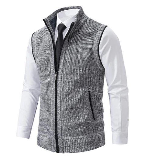 Formeel gebreid sweatvest met rits voor heren