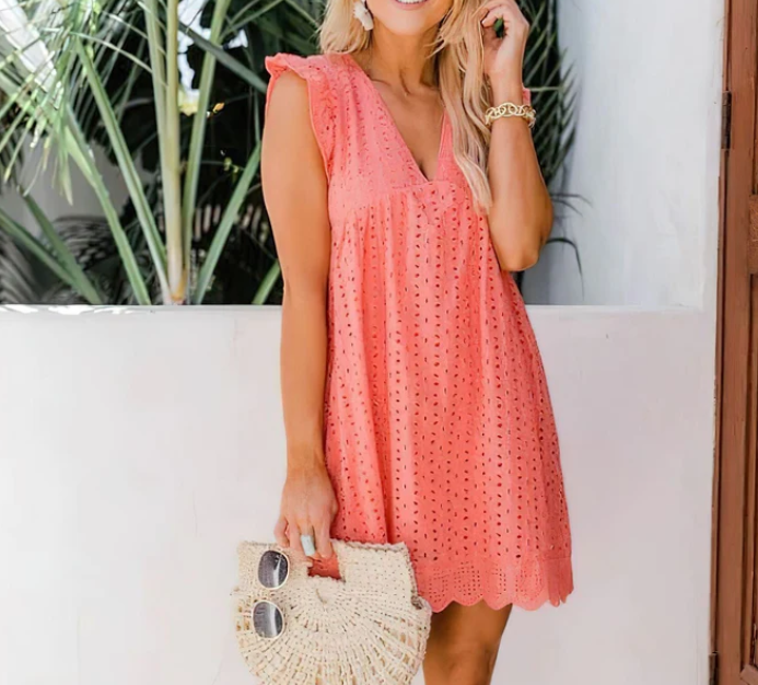 Zomerse Boho Eyelet Mini Jurk