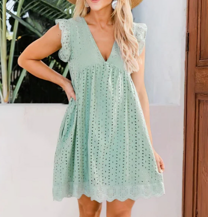 Zomerse Boho Eyelet Mini Jurk