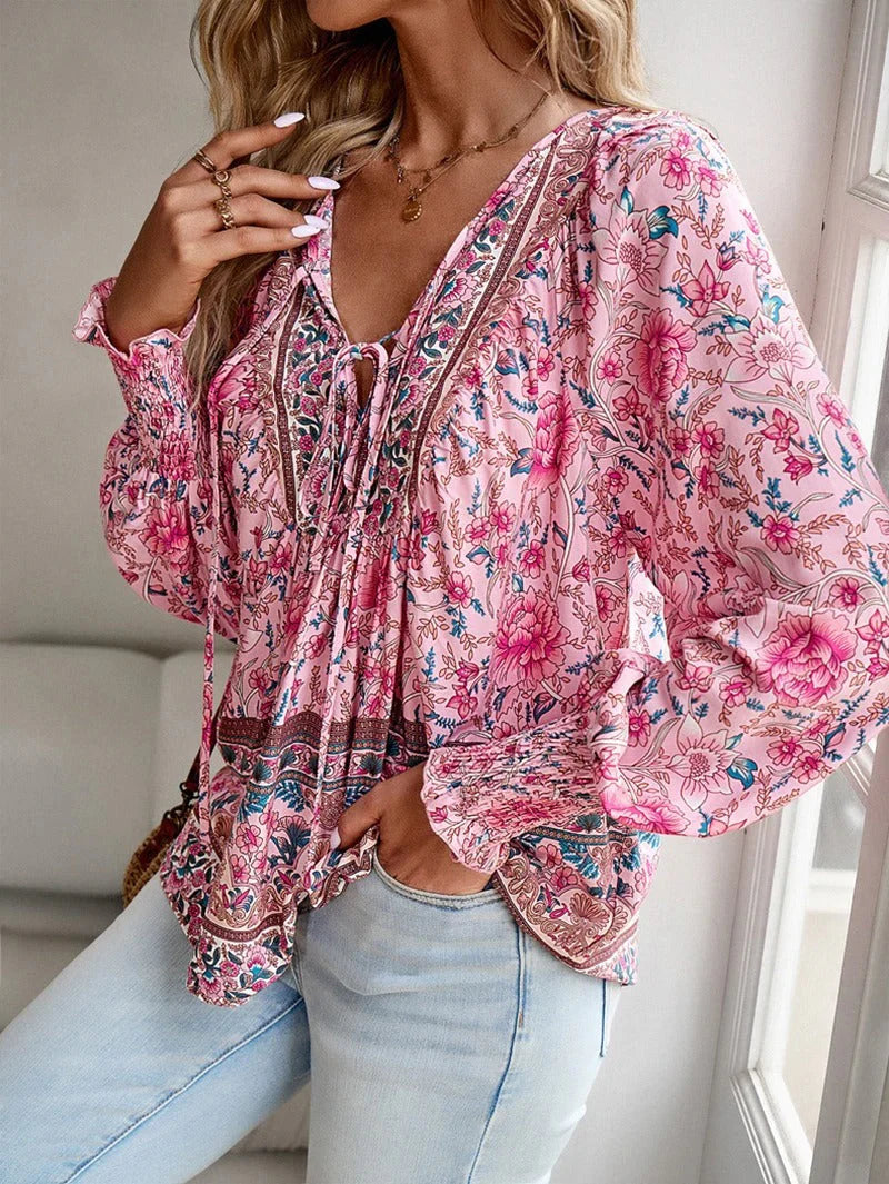 Boho Chic Bloemen Blouse voor Vrouwen