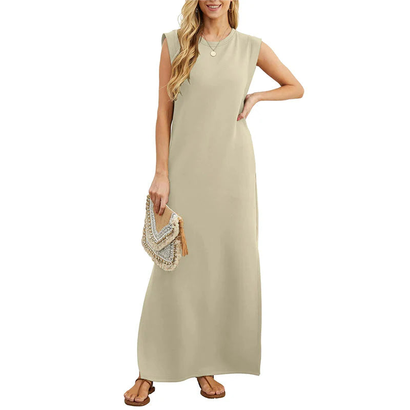 Comfortabele mouwloze maxi jurk