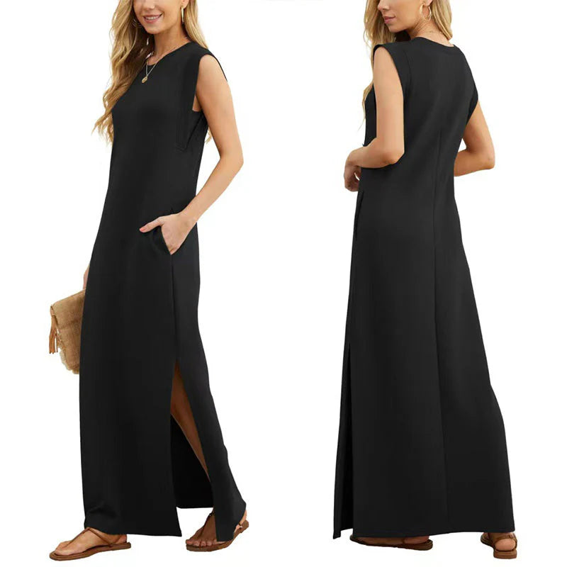 Comfortabele mouwloze maxi jurk