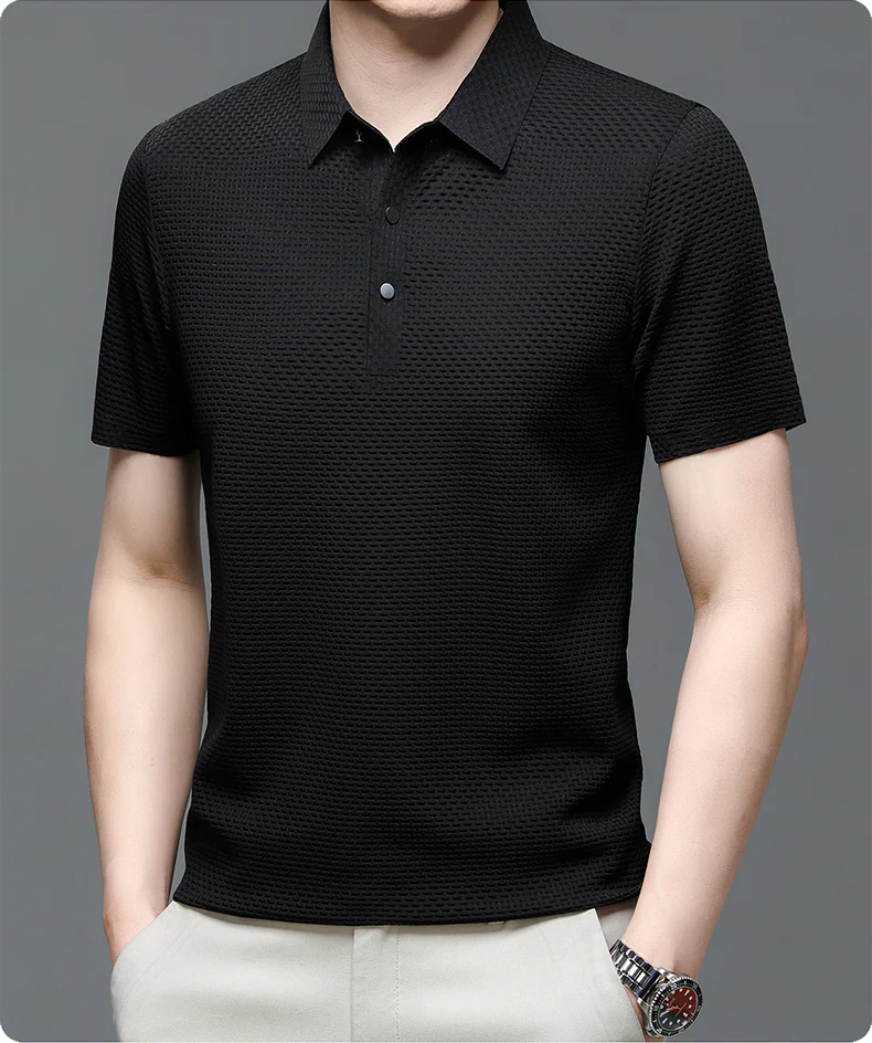 Honingraat gebreid heren poloshirt